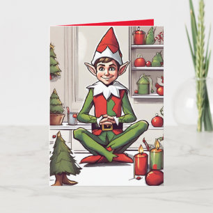 Elf Retro Concept Art Vouw Kerstkaart Feestdagen Kaart