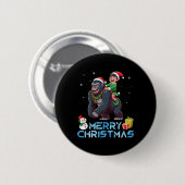 Elf Riding Gorilla Snowman Cadeau Vrolijk Kerstfee Ronde Button 5,7 Cm (Voorkant /achterkant)