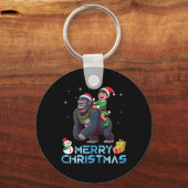 Elf Riding Gorilla Snowman Cadeau Vrolijk Kerstfee Sleutelhanger (Voorkant)
