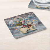 Elf Riding Polar Beer kerstfeestdag art Kartonnen Onderzetters (Schuin)