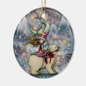 Elf Riding Polar Beer kerstfeestdag art Keramisch Ornament (Links)