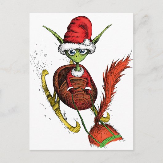 Elf Riding Sleigh Briefkaart (Voorkant)