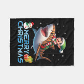 Elf Riding Tiger Shark Snowman Cadeau Merry Chris Fleece Deken (Voorkant (Horizontaal))