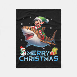 Elf Riding Tiger Shark Snowman Cadeau Merry Chris Fleece Deken