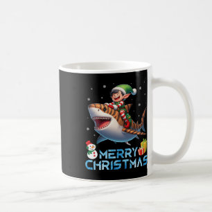 Elf Riding Tiger Shark Snowman Cadeau Merry Chris Koffiemok