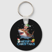 Elf Riding Tiger Shark Snowman Cadeau Merry Chris Sleutelhanger (Voorkant)