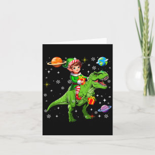 Elf rijdt op T-rex Kleurrijke Kerst dozen Ruimte P Kaart