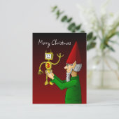 Elf & Robot Kerstansichtkaart Briefkaart (Staand voorkant)