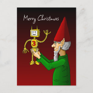 Elf & Robot Kerstansichtkaart Briefkaart