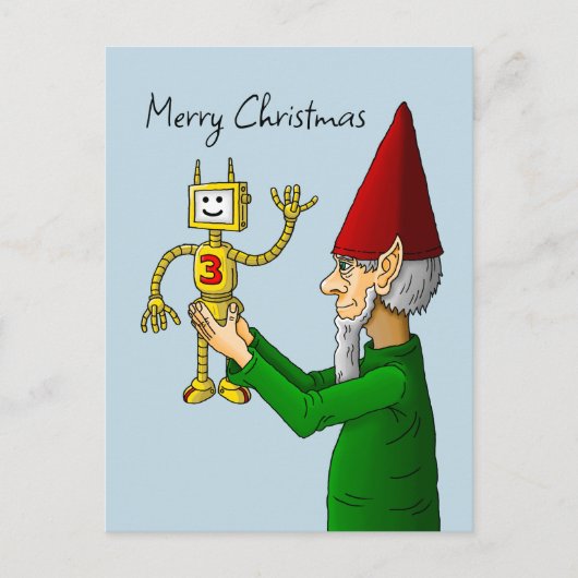 Elf & Robot Kerstansichtkaart Briefkaart (Voorkant)