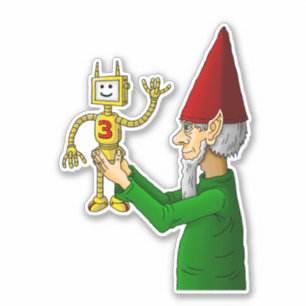Elf & Robot uit de werkplaats van Sinterklaas Viny Sticker