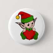 Elf rood hart ronde button 5,7 cm (Voorkant)