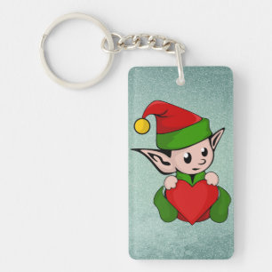 Elf rood hart sleutelhanger
