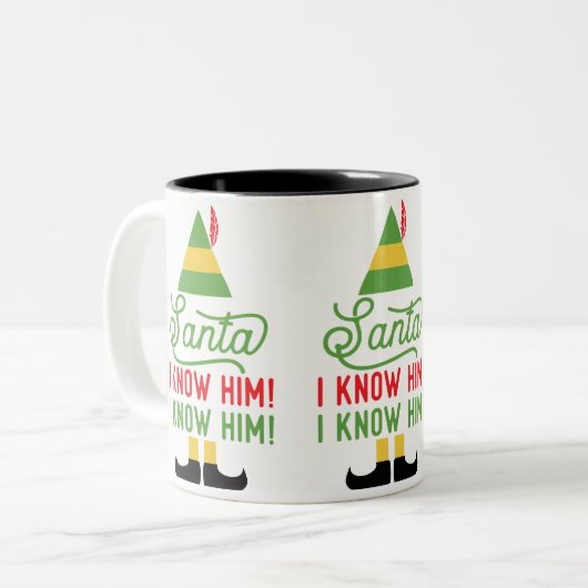 Elf Santa I ken Him Pet en schetst de Mok van Tea  (Voorkant links)