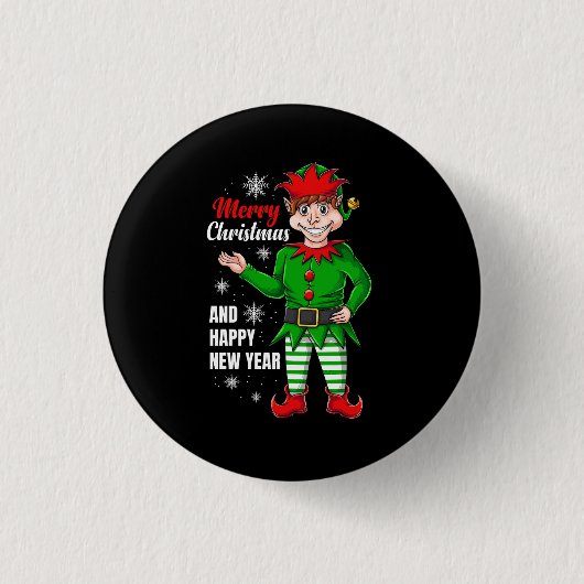 elf santa karakter ronde button 3,2 cm (Voorkant)