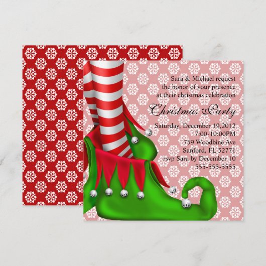 Elf schoen kerst uitnodiging (Voorkant / Achterkant)