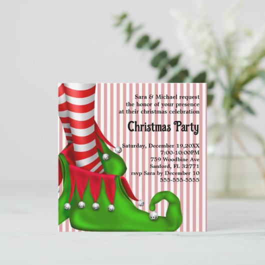 Elf Schoen Kerstfeest uitnodiging (Staand voorkant)