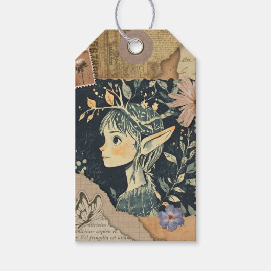 Elf Scrapbook Gelaagde  Ephemera Gift Labels Cadeaulabel (Voorkant)