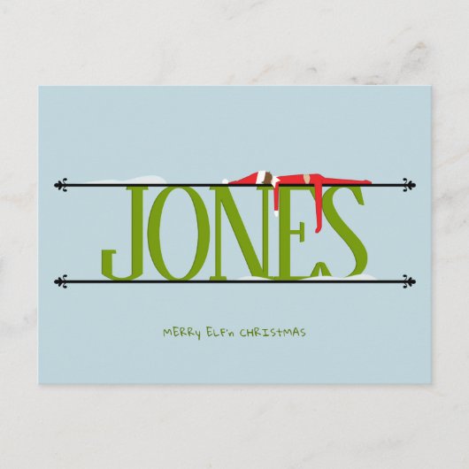 Elf Shenanigans Green & Blue Christmas Briefkaart (Voorkant)