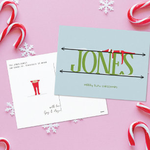 Elf Shenanigans Green & Blue Christmas Briefkaart