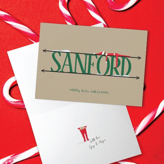 Elf Shenanigans Green & Tan Opgevouwen Kaart