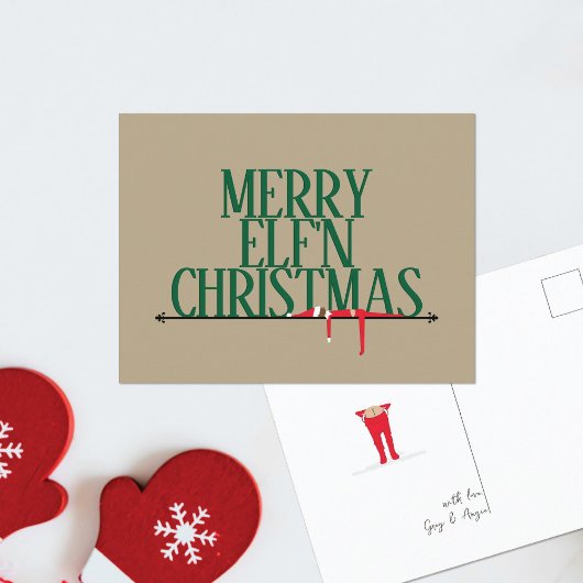 Elf Shenanigans Groet Teken Kerst Briefkaart