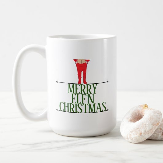 Elf Shenanigans Kerst Groet Bord Koffiemok (Met donut)