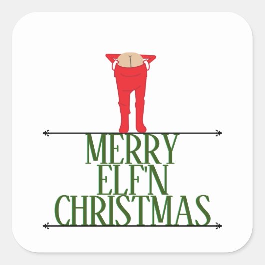 Elf Shenanigans Kerstgroet Bord Vierkante Sticker (Voorkant)