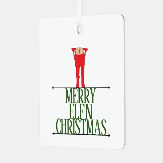 Elf Shenanigans Kerstgroet Metalen Ornament (Voorkant links)
