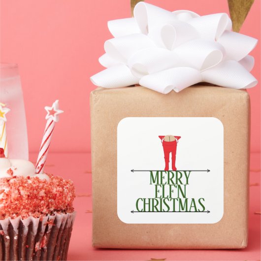 Elf Shenanigans Kerstgroet Vierkante Sticker (Feest)