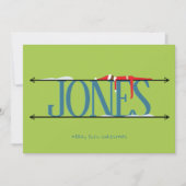 Elf Shenanigans Naam Teken Blauwgroen & Groen Kers Feestdagenkaart (Voorkant)