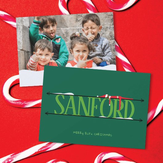 Elf Shenanigans Naam Teken Foto Kerst Kaart