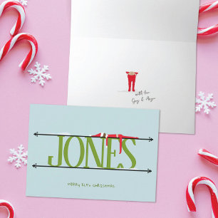 Elf Shenanigans Naam Teken Groen & Blauw Gevouwen  Kaart