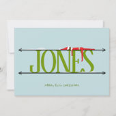 Elf Shenanigans Naam Teken Groen & Blauw Kerstmis Feestdagenkaart (Voorkant)