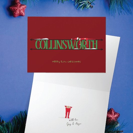 Elf Shenanigans Naambord Rood & Groen Geplooid Kaart
