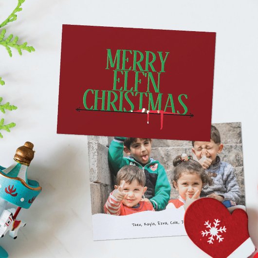 Elf Shenanigans Wenskaart Foto Kerstkaart