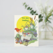 Elf sing Frogs Cattails Party verjaardagsinspectie Kaart (Staand voorkant)