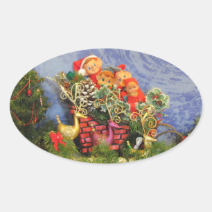 Elf Sleigh Ovale Sticker
