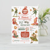 Elf Slumber Party verjaardagsuitnodiging Kaart (Staand voorkant)
