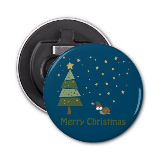 Elf Snail-kerstscene Button Flesopener (Voorkant)