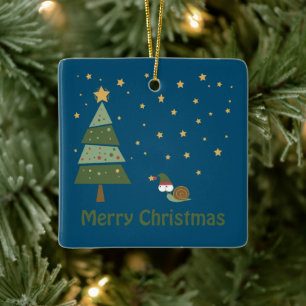 Elf Snail-kerstscene Keramisch Ornament