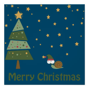 Elf Snail-kerstscene Poster