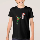 Elf & Sneeuwman Kerst Cartoon Tri-Blend Shirt (Voorkant)