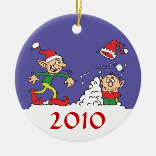 Elf Snowball Fight Ornament (Voorkant)