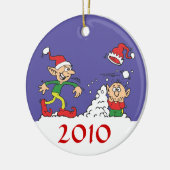 Elf Snowball Fight Ornament (Links)