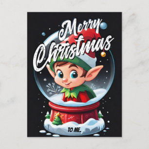 Elf Snowglobe Vrolijk Kerstfeest voor mij Groet Briefkaart