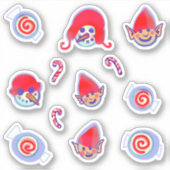 Elf Snowman Peppermint Snoep Kerstmis Sticker (Voorkant)