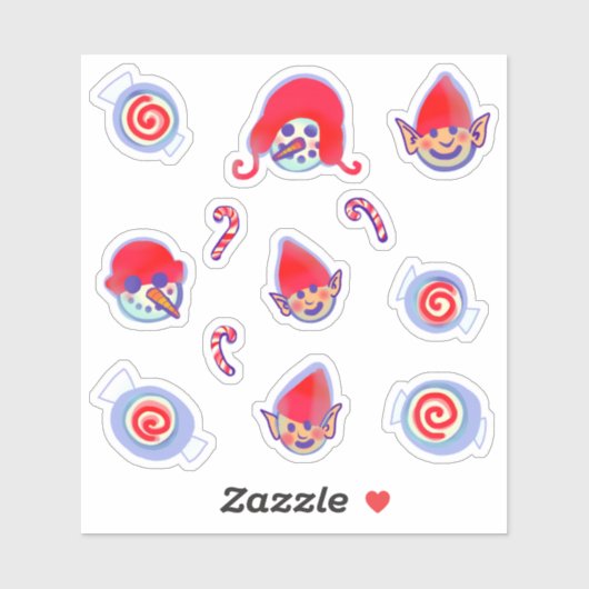 Elf Snowman Peppermint Snoep Kerstmis Sticker (Vel)