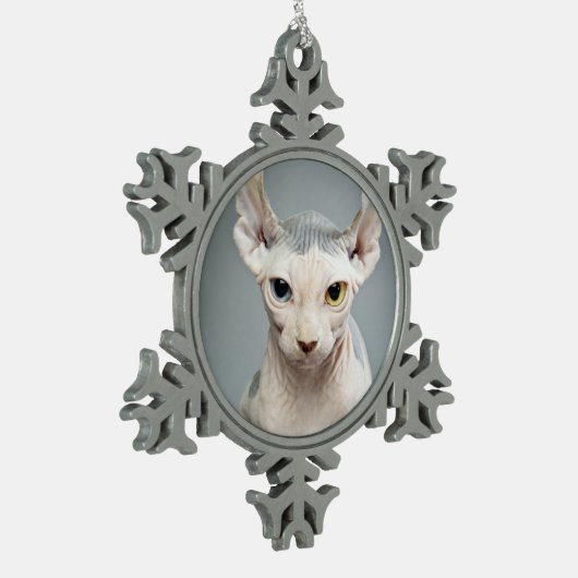 Elf Sphinx Cat-foto Tin Sneeuwvlok Ornament (Links)