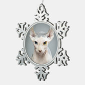Elf Sphinx Cat-foto Tin Sneeuwvlok Ornament (Rechts)